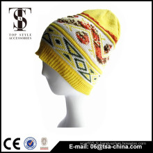 Dernier design hiver chaud unisexe client jacquard chapeau tricoté tricoté